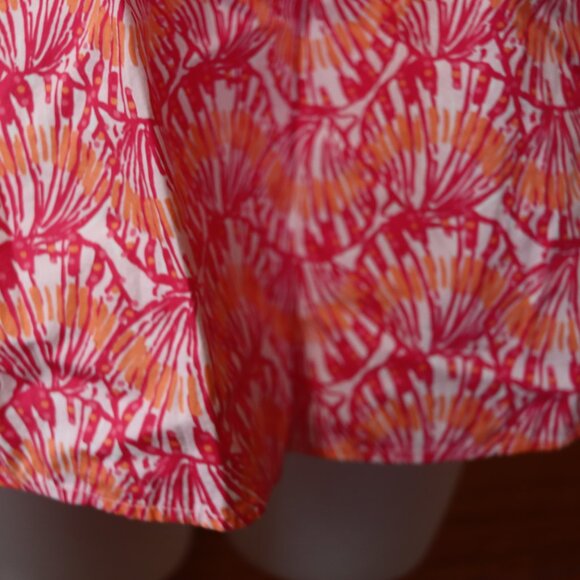 Vineyard Vines Pink & White Tropical Print Off Shoulder Tank Top Ruffle LG - Picture 5 of 12